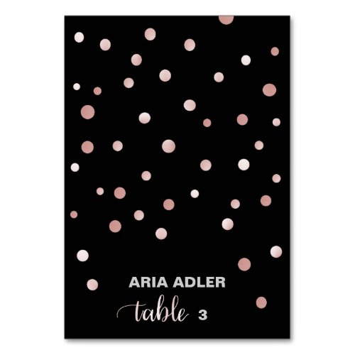 Rose Gold and Black  Glam Wedding Escort Place Table Number