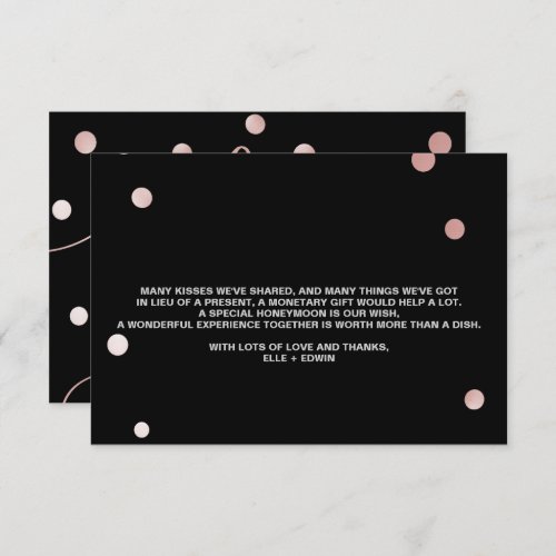 Rose Gold and Black  Glam Wedding Wishing Well Enclosure Card