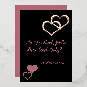 Rose Gold and Black Gothic Valentine's Day Foil Holiday Card