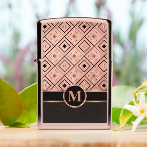 Rose Gold and Black in a Diamond Pattern  Zippo Lighter