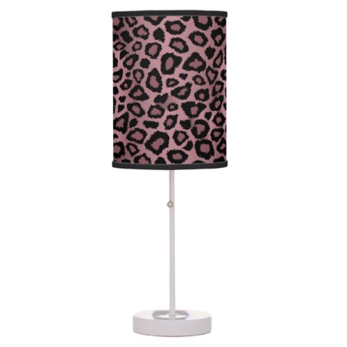 Rose Gold and Black Leopard Animal Print Table Lamp