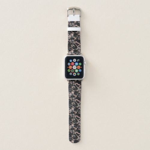 Rose Gold And Black Marble  Apple Watch Band