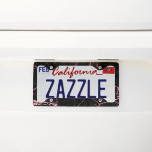 Rose gold and black marble license plate frame