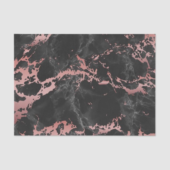 Rose Gold and Black Marble Tissue Paper (Front)
