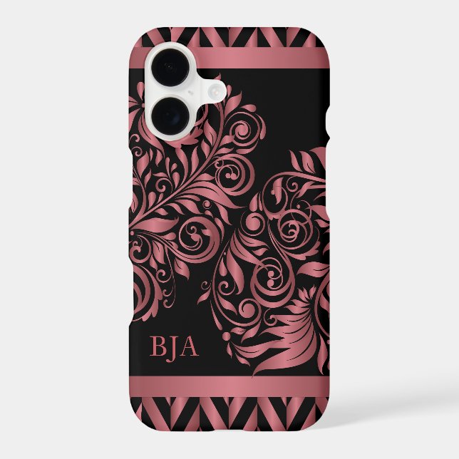 Rose Gold and Black | Monogram Case-Mate iPhone Case (Back)