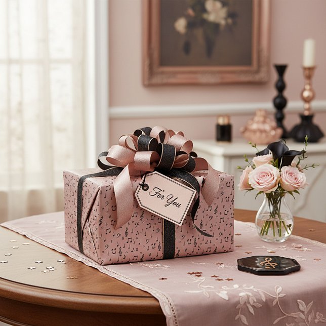 Rose gold and Black Musical Wrapping Paper (Creator Uploaded)