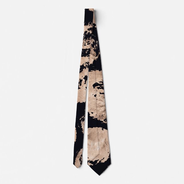 Rose Gold and Black organic circles Neck Tie (Back)