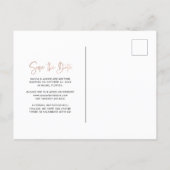 Rose Gold and Black Overlay | Photo Save the Date Announcement Postcard (Back)