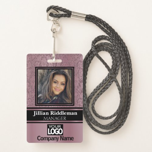 Rose Gold and Black Photo and Logo Badge