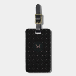 Rose Gold and Black Polka Dot Luggage Tag