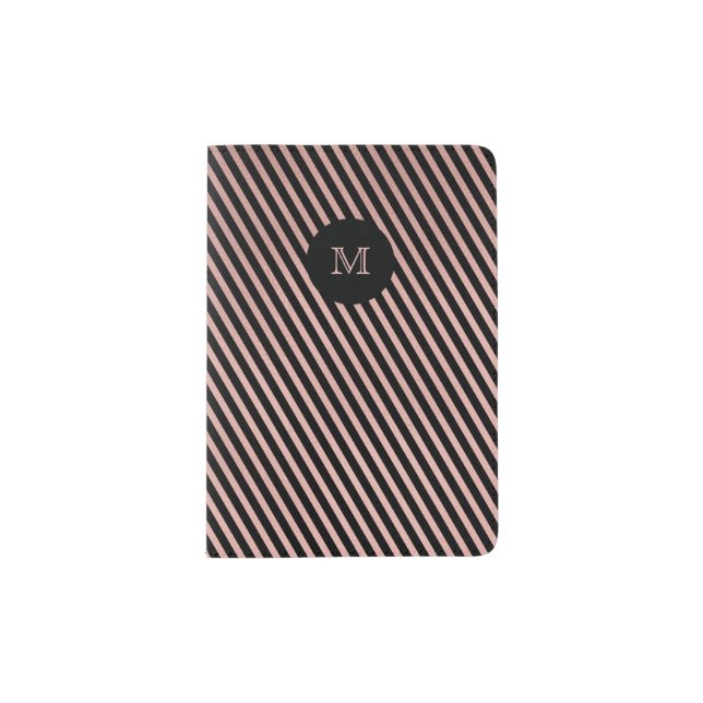 Rose Gold and black striped Passport Holder (Front)