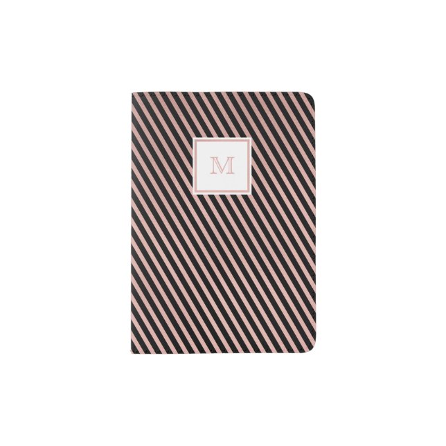 Rose Gold and black striped Passport Holder (Front)