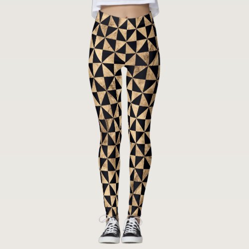 Rose gold and black triangles pattern leggings