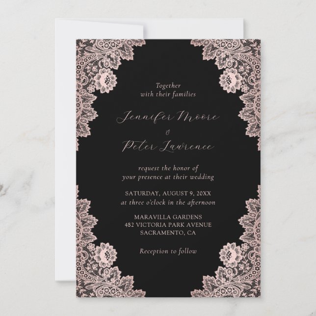 Rose Gold and Black Wedding Invitation (Front)