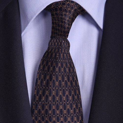 Rose Gold and Blue Bowling Pin Pattern Neck Tie