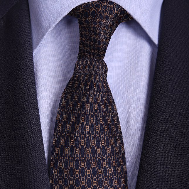 Rose Gold and Blue Bowling Pin Pattern Neck Tie (Creator Uploaded)