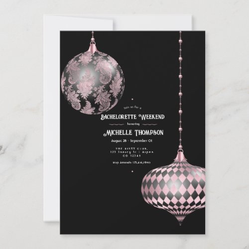 Rose Gold and Blush Christmas Bachelorette Party  Invitation