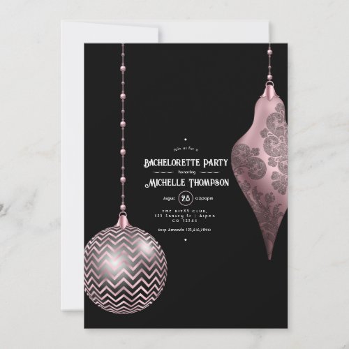 Rose Gold and Blush Christmas Bachelorette Party  Invitation