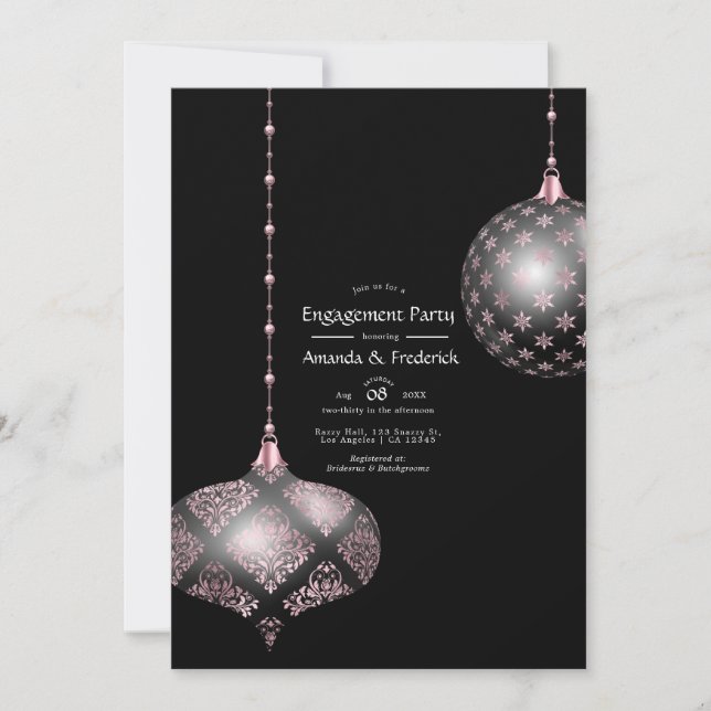 Rose Gold and Blush Christmas Engagement Party Invitation (Front)