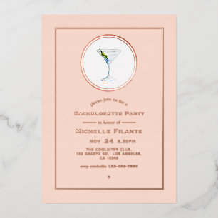 Rose Gold and Blush Cocktail Bachelorette Party Foil Invitation