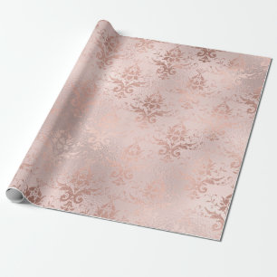 Rose Gold and Blush Damask Wrapping Paper