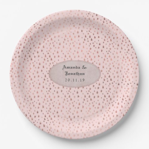 Rose Gold and Blush Foil Stars Wedding Paper Plates