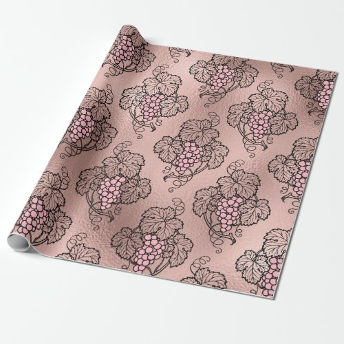 Rose Gold and Blush French Wine themed Wrapping Paper