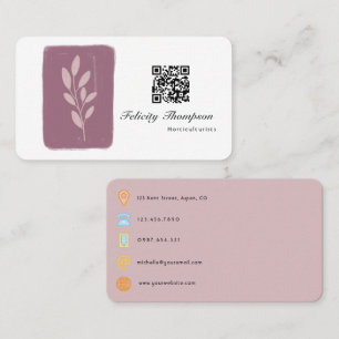 Rose Gold and Blush Horticulture QR Code Business Card