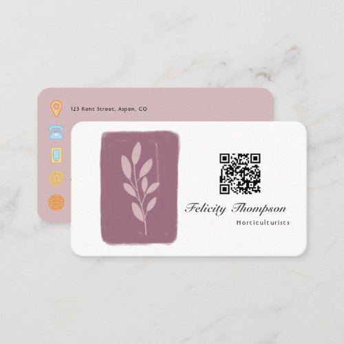 Rose Gold and Blush Horticulture QR Code Business Card