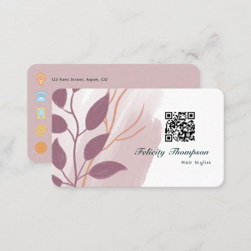 Rose Gold and Blush Pink Abstract QR Code Business Card