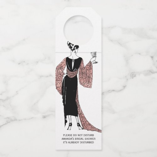 Rose Gold and Blush Pink Art Deco Wine Bottle Hanger Tag