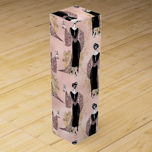 Rose Gold and Blush Pink Art Deco Wine Wine Box