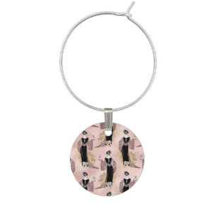 Rose Gold and Blush Pink Art Deco Wine Wine Charm