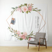 Rose Gold and Blush Pink Bridal Shower Photo Booth Tapestry (In Situ (Horizontal))