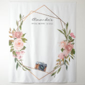 Rose Gold and Blush Pink Bridal Shower Photo Booth Tapestry (Front)