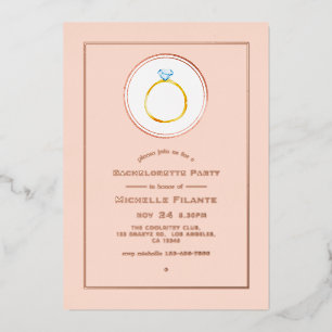 Rose Gold and Blush Pink Diamond Bachelorette Foil Invitation