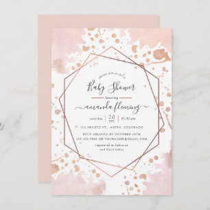 Rose Gold and Blush Pink Geometric Baby Shower Invitation