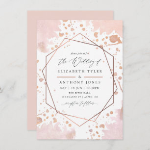 Rose Gold and Blush Pink Geometric Wedding Invitation
