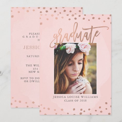 Rose Gold and Blush Pink Graduation Party Card