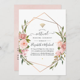 Rose Gold and Blush Pink Online Virtual Wedding Invitation