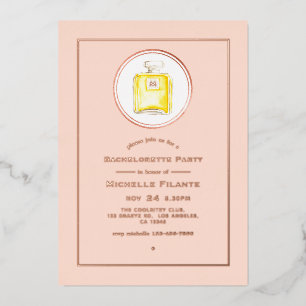 Rose Gold and Blush Pink Perfume Bachelorette Foil Invitation
