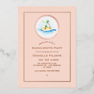 Rose Gold and Blush Pink Tropical Bachelorette Foil Invitation