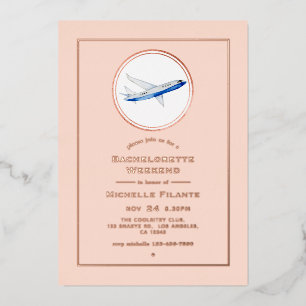 Rose Gold and Blush Travel Bachelorette Weekend Foil Invitation