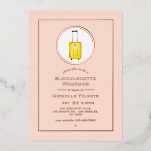 Rose Gold and Blush Travel Bachelorette Weekend Foil Invitation