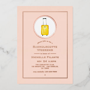Rose Gold and Blush Travel Bachelorette Weekend Foil Invitation