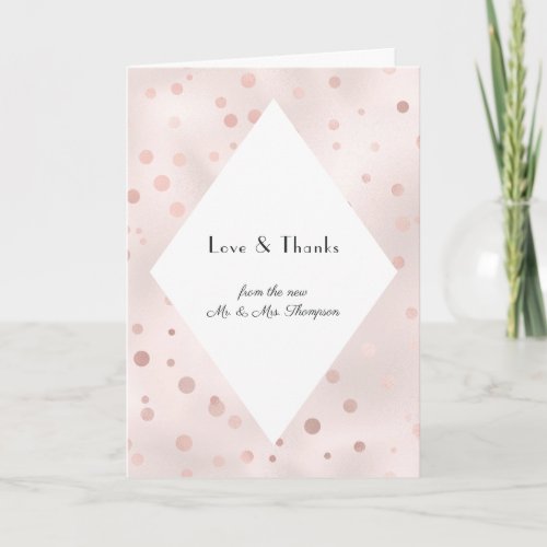 Rose Gold and Blush Vintage Wedding Photo Thank You Card