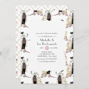 Rose Gold and Blush Wine Bridesmaids Luncheon Invitation