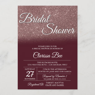 Rose Gold and Burgundy Bridal Shower Invitation