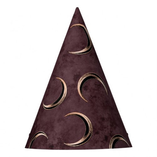 Rose Gold and Burgundy Gothic Celestial Halloween Party Hat