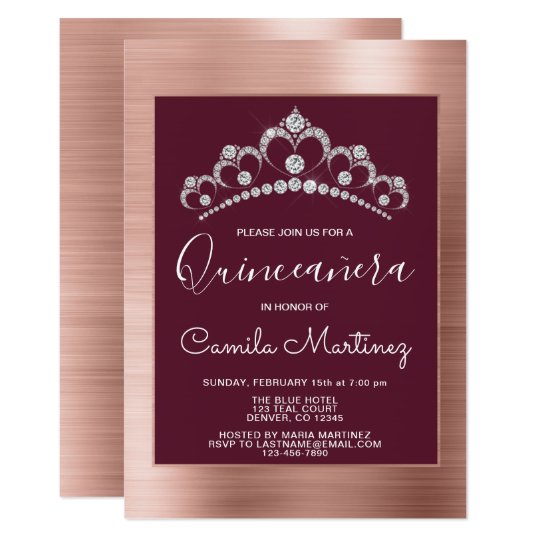 Burgundy Quinceanera Invitations 5